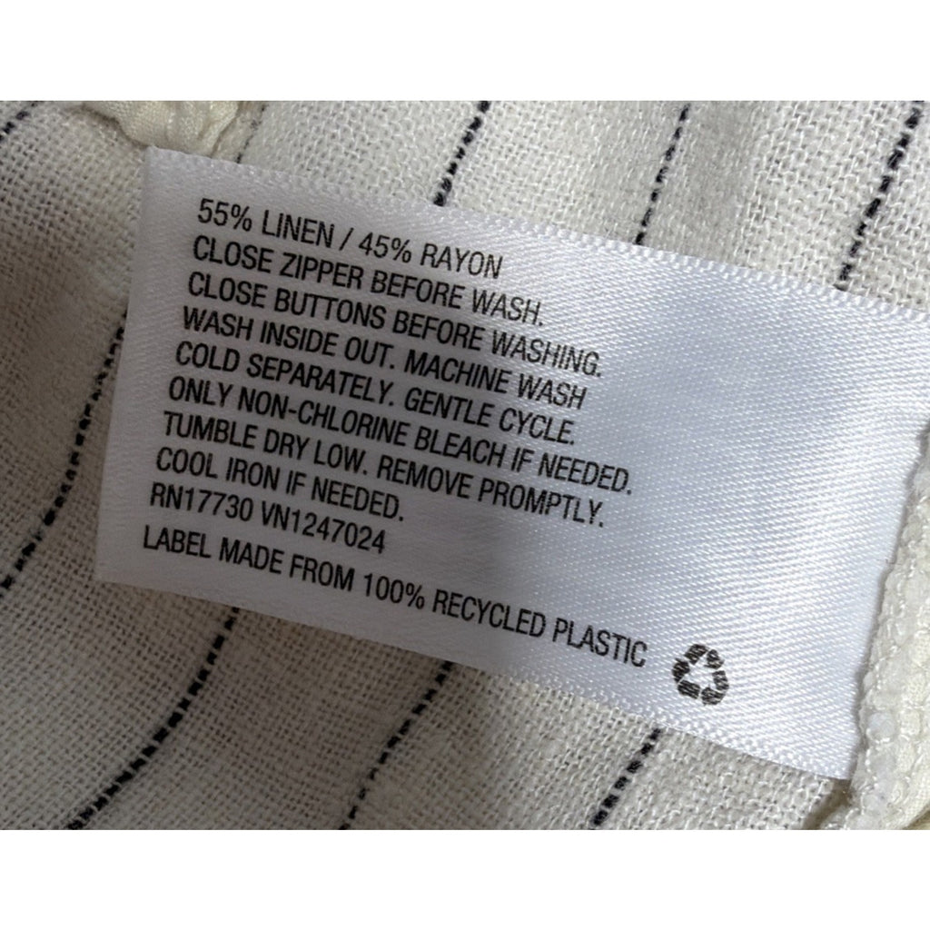 Women's High-Rise Linen Wide Leg Pants A New Day Cream/Black Pin Stripe Size 8