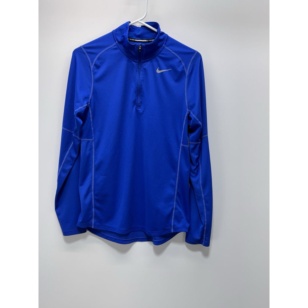 Nike Mens Sweater Small Blue Pullover 1/4 Zip High Neck Fleece Lined Therma Fit