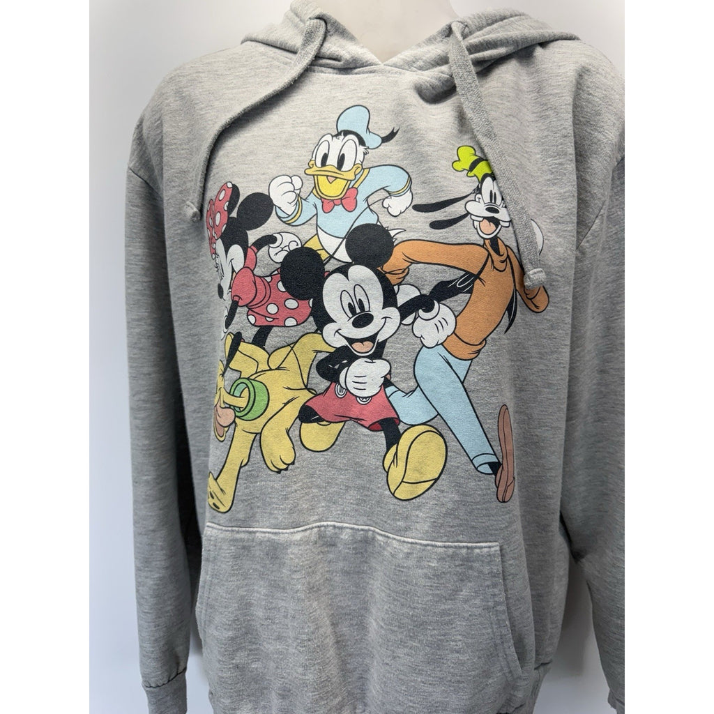 Disney Hoodie Womens XL Gray Mickey Mouse Fleece Sweatshirt *READ