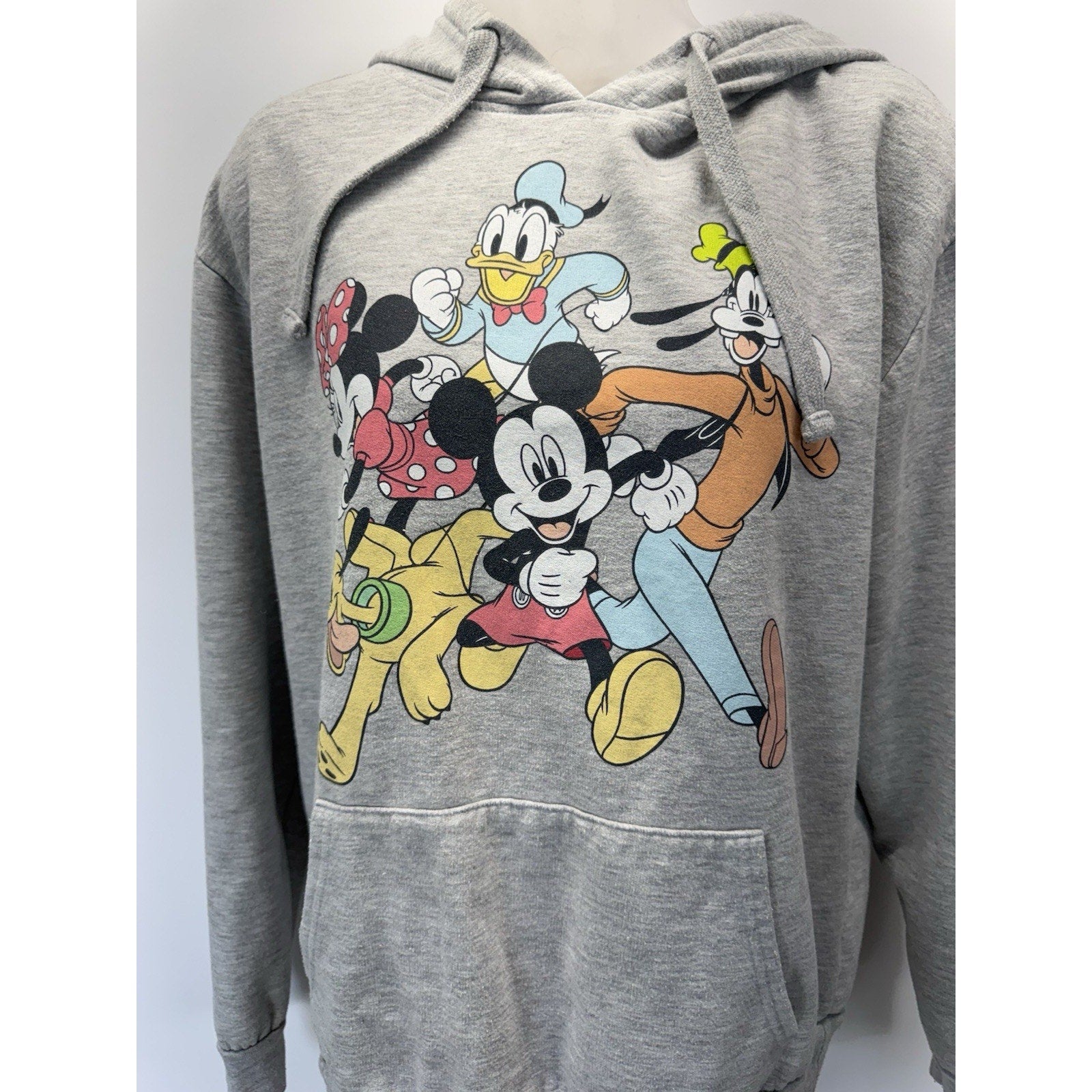 Disney Hoodie Womens XL Gray Mickey Mouse Fleece Sweatshirt *READ