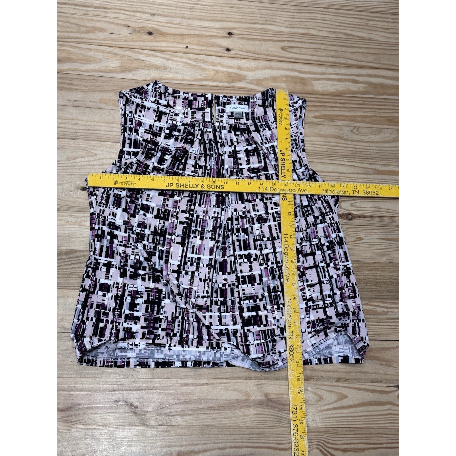 CALVIN KLIEN Sleeveless Geometric Print Shell Top Career Blouse Purple Size 1X