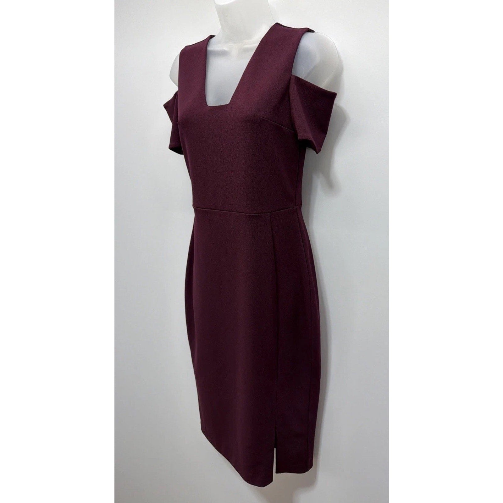 Express Women's Cold Shoulder Lined Burgundy Sheath Dress Size 4 EUC