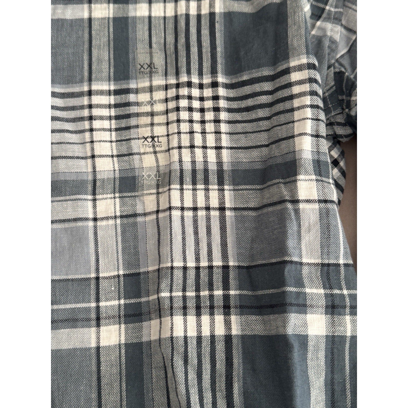 Tommy Hilfiger Linen Blend Shirt Mens XXL Blue Plaid Preppy Regular Fit New