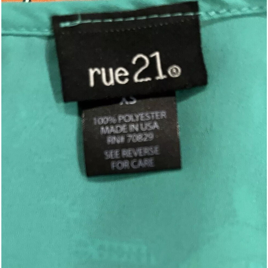 VTG Rue 21 Teal Green Shell Blouse Women's Size X-Small Suit Classic Made in USA