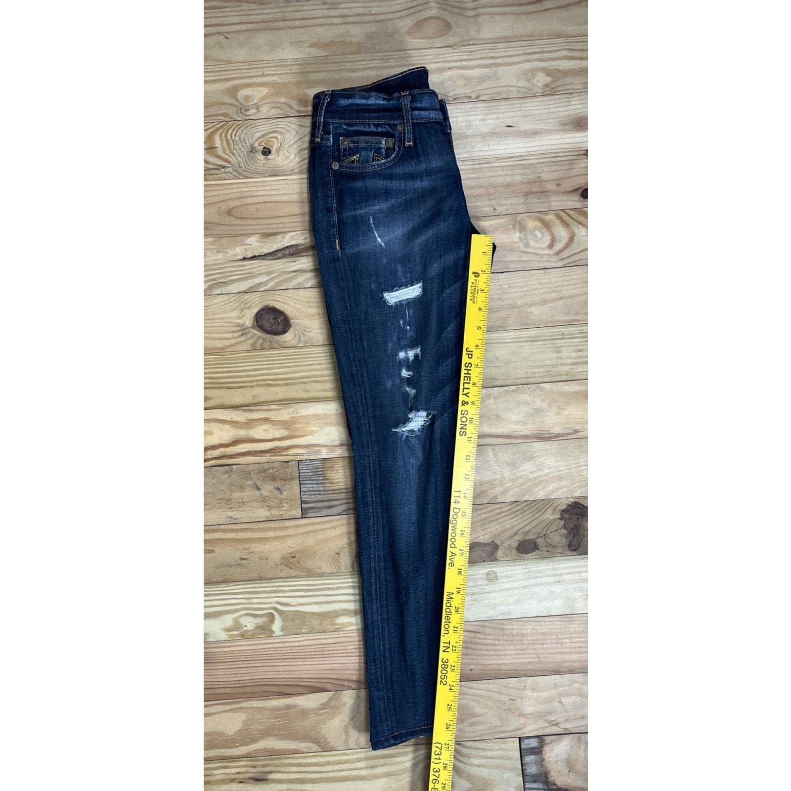 True Religion Jeans Sz 25 Halle Mid Rise Super Skinny Distressed Made In USA