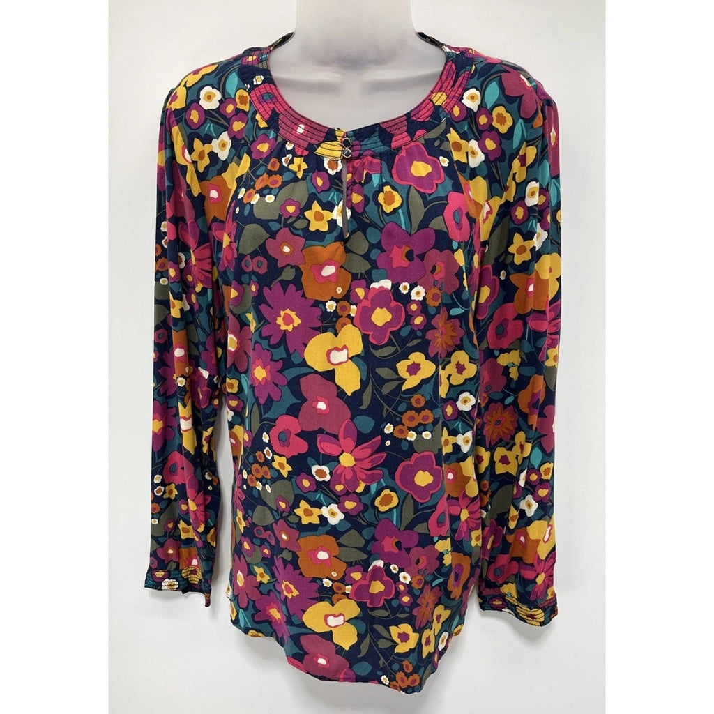 Talbots floral long sleeve Button Front top size L