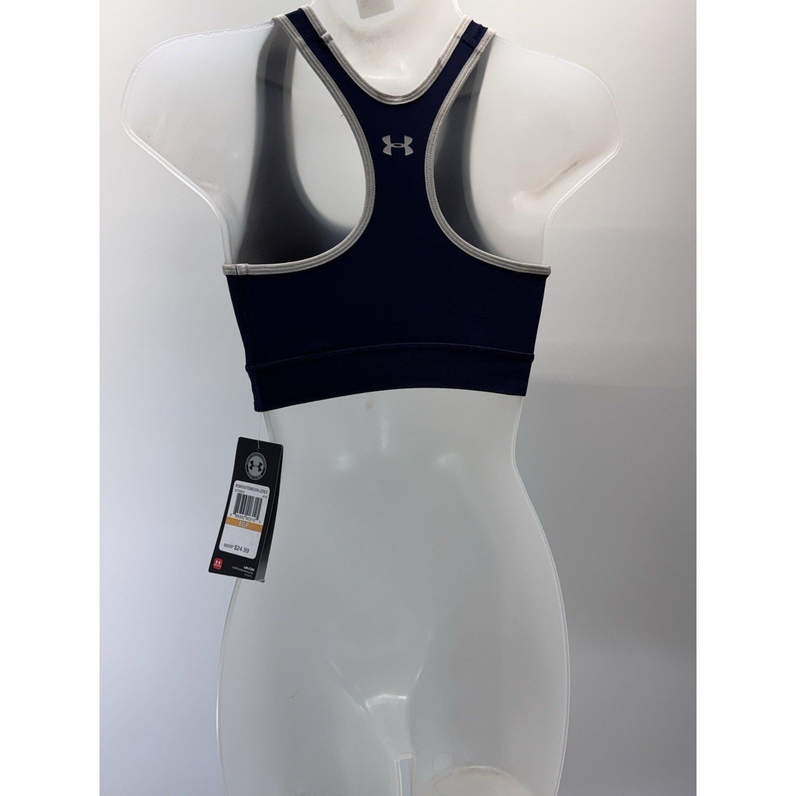 Under Armour Sports Bra Navy Blue Mid Impact Compression Racerback Women’s S NWT