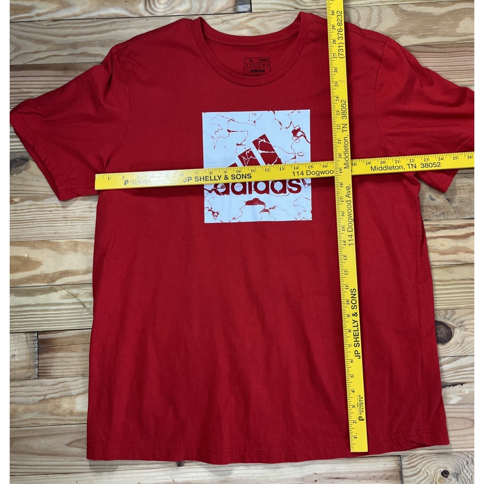 Adidas Bos Marble Logo T Shirt Red Size XL