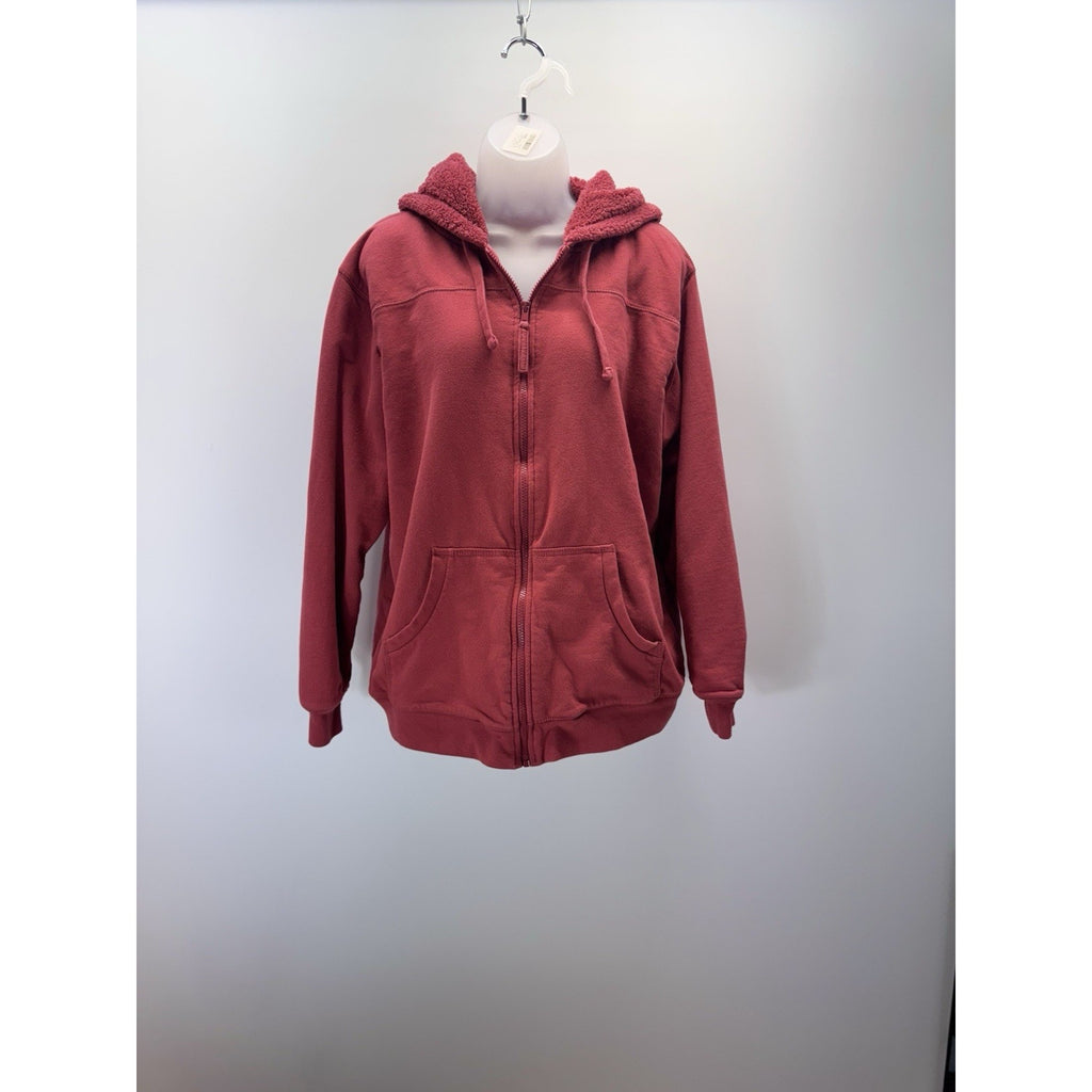 Blue Mountain Women's Fleece Full Zip Long Sleeve Hoodie Sweatshirt Red Size 2XL
