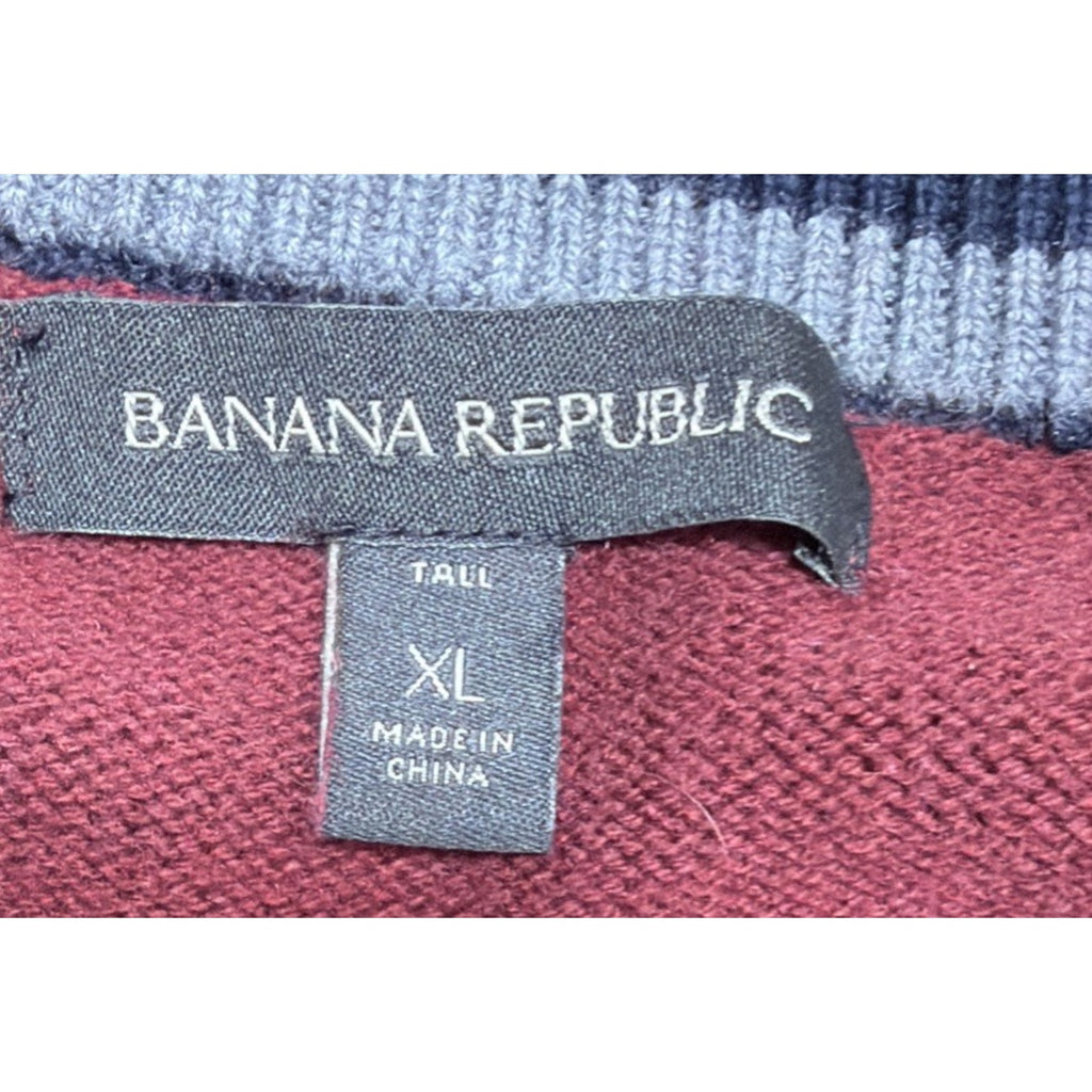 Banana Republic Burgundy & Navy Blue Sweater - Size Mens XL Tall