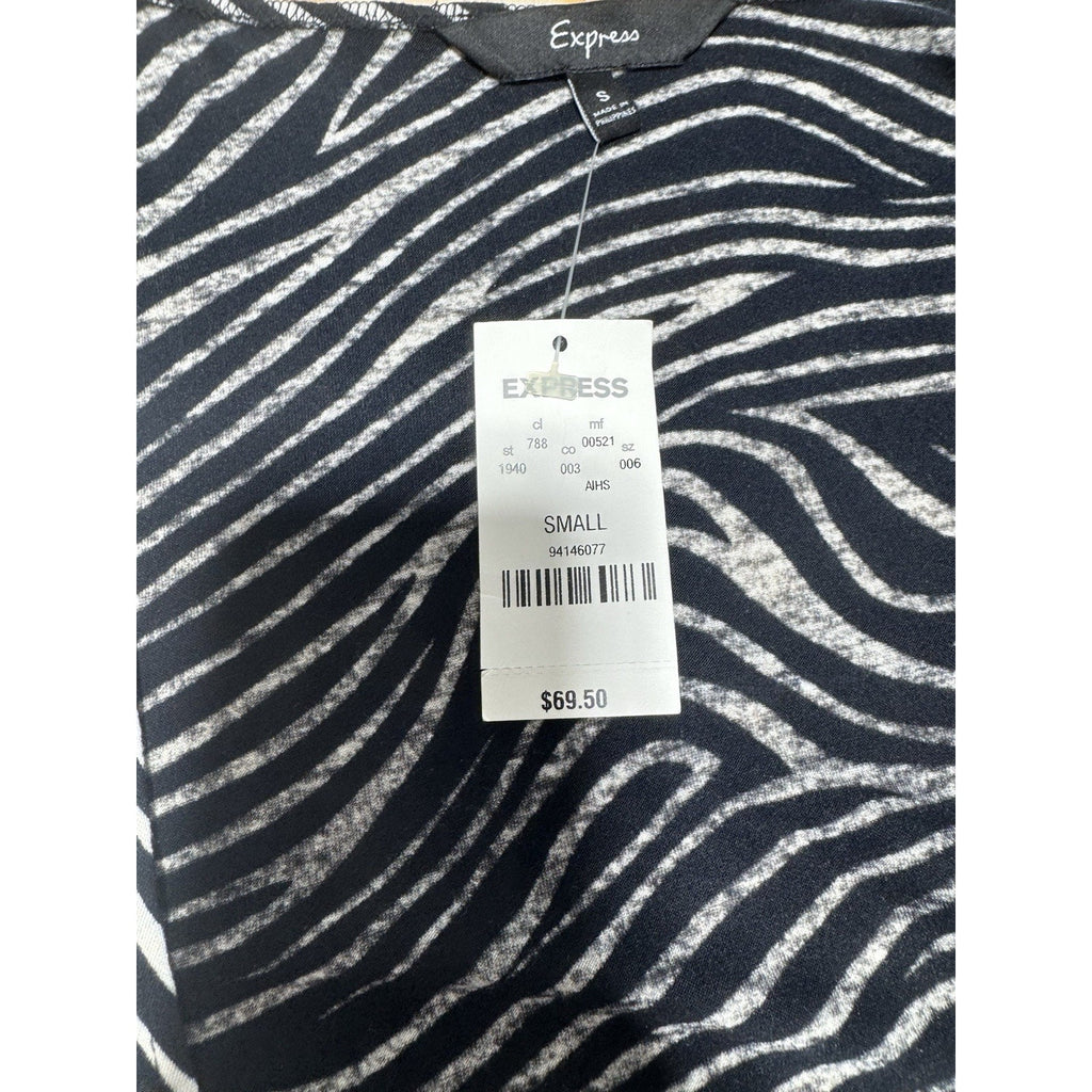 Express Zebra Print Wrap Dress Black & White Midi Dress Women’s Size Small NWT