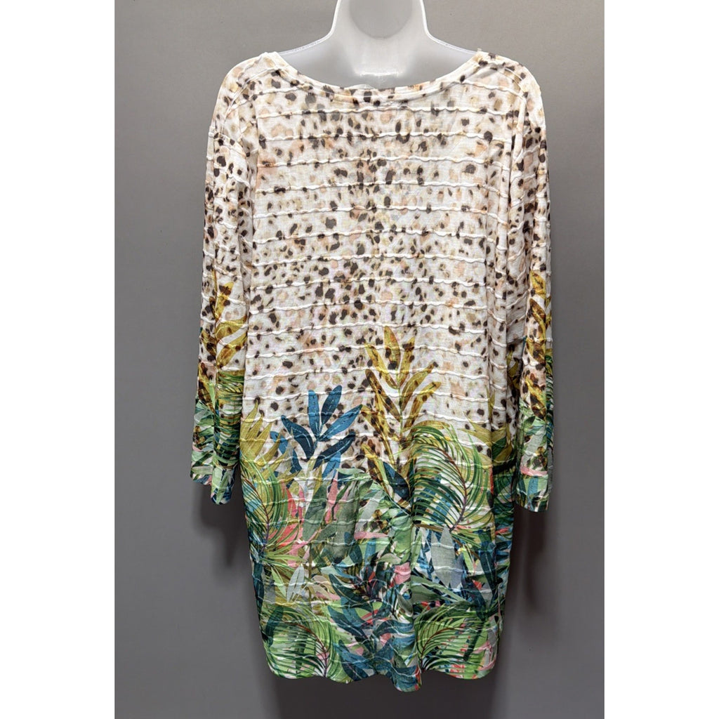 NWT Time and Tru Women's Floral Animal Print Rhinestones Tunic Top Plus XXL 22
