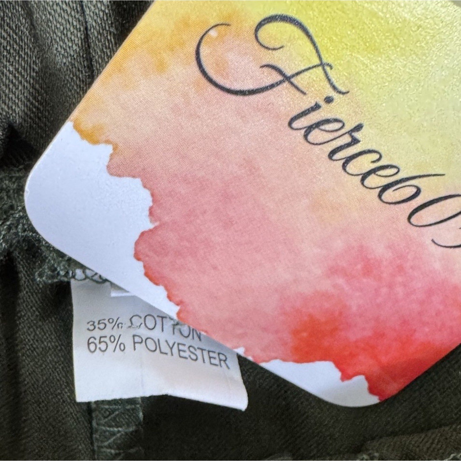 Fierce 605 Buckle Side Skinny Pull On Stretch Size Medium Long Army Green Boho