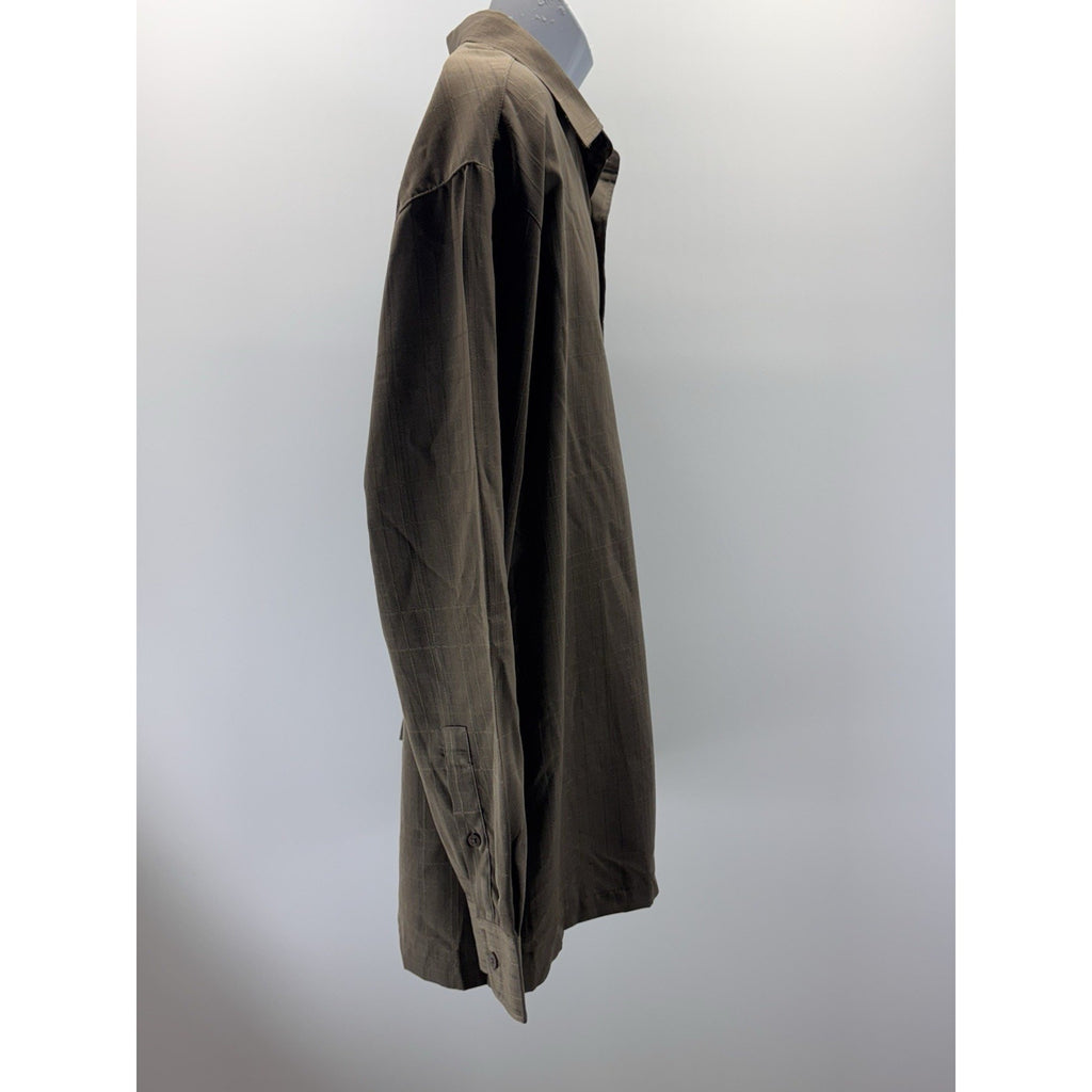 PIERRE CARDIN Long Sleeve Button Down Patterned Shirt Green Plaid Size XL