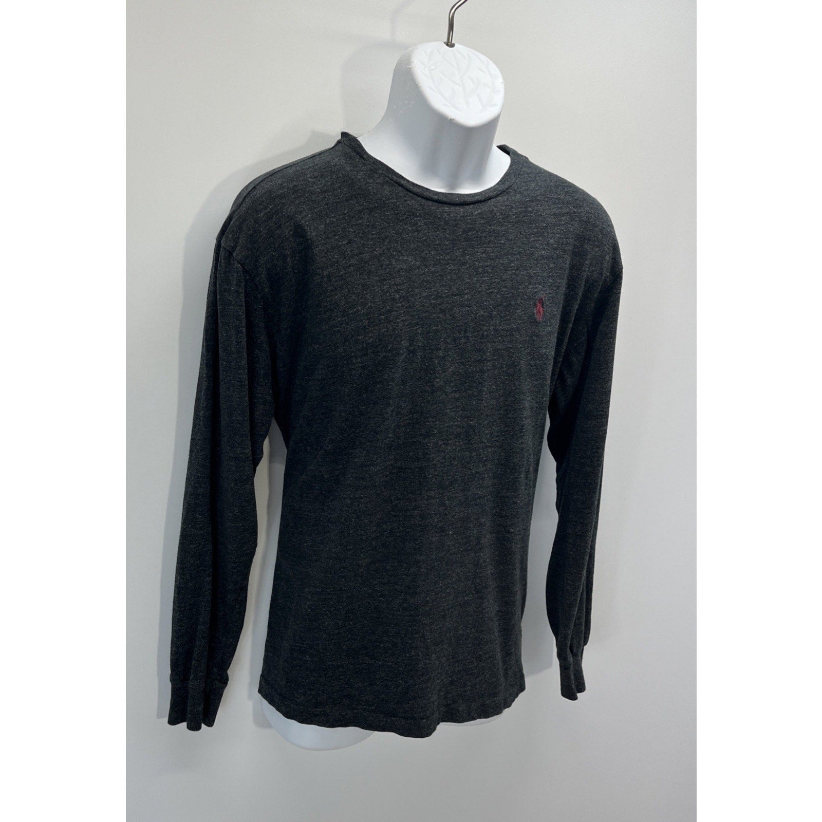 Polo Ralph Lauren Heather Grey Crew Neck Cotton Longsleeve Shirt Men's M