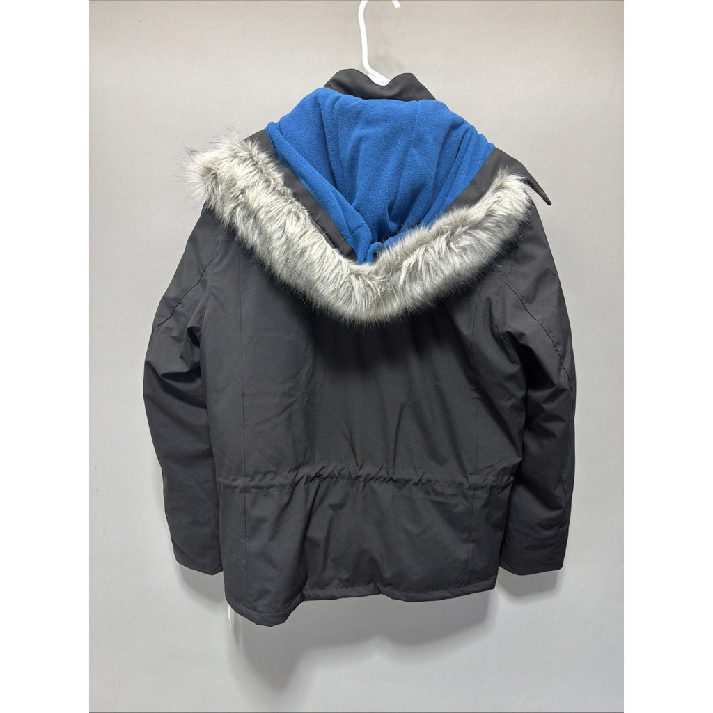 New VRY WRM Winter Jacket Coat Parka Hooded Black Blue L Large #F64305 MSRP $325