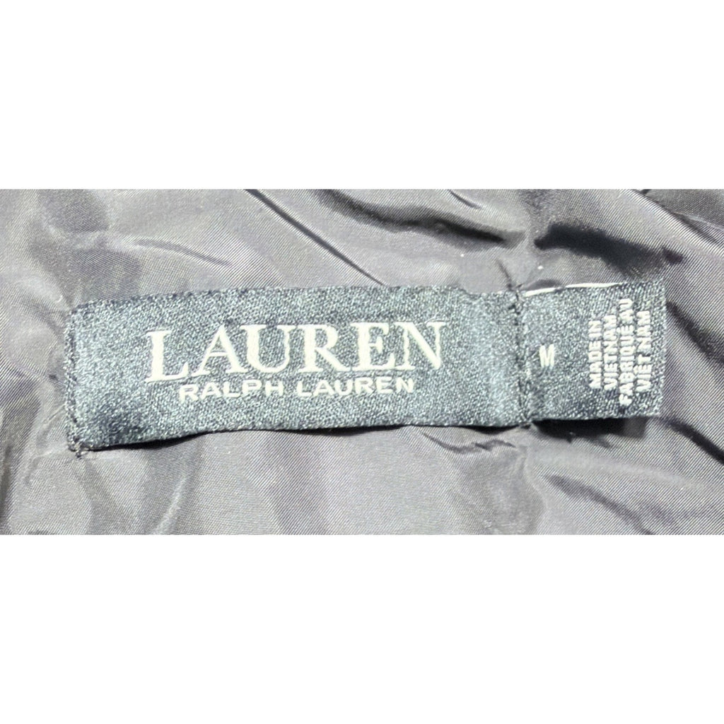 Lauren Ralph Lauren Black Label Quilted Vegan Leather Trim Hooded Coat Size M