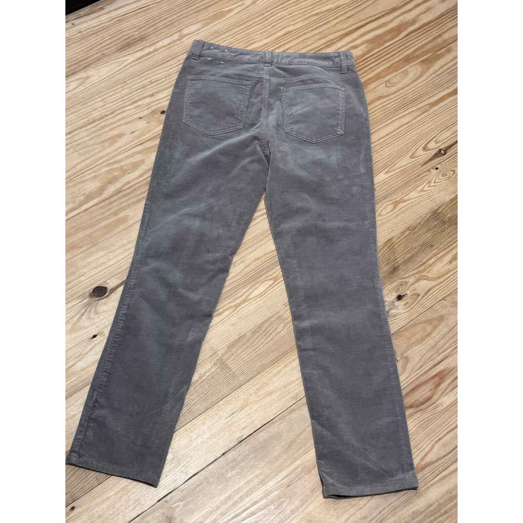 Talbots Corduroy Pants Women's 8 Petite Straight Leg Pockets Stretch Blue Gray