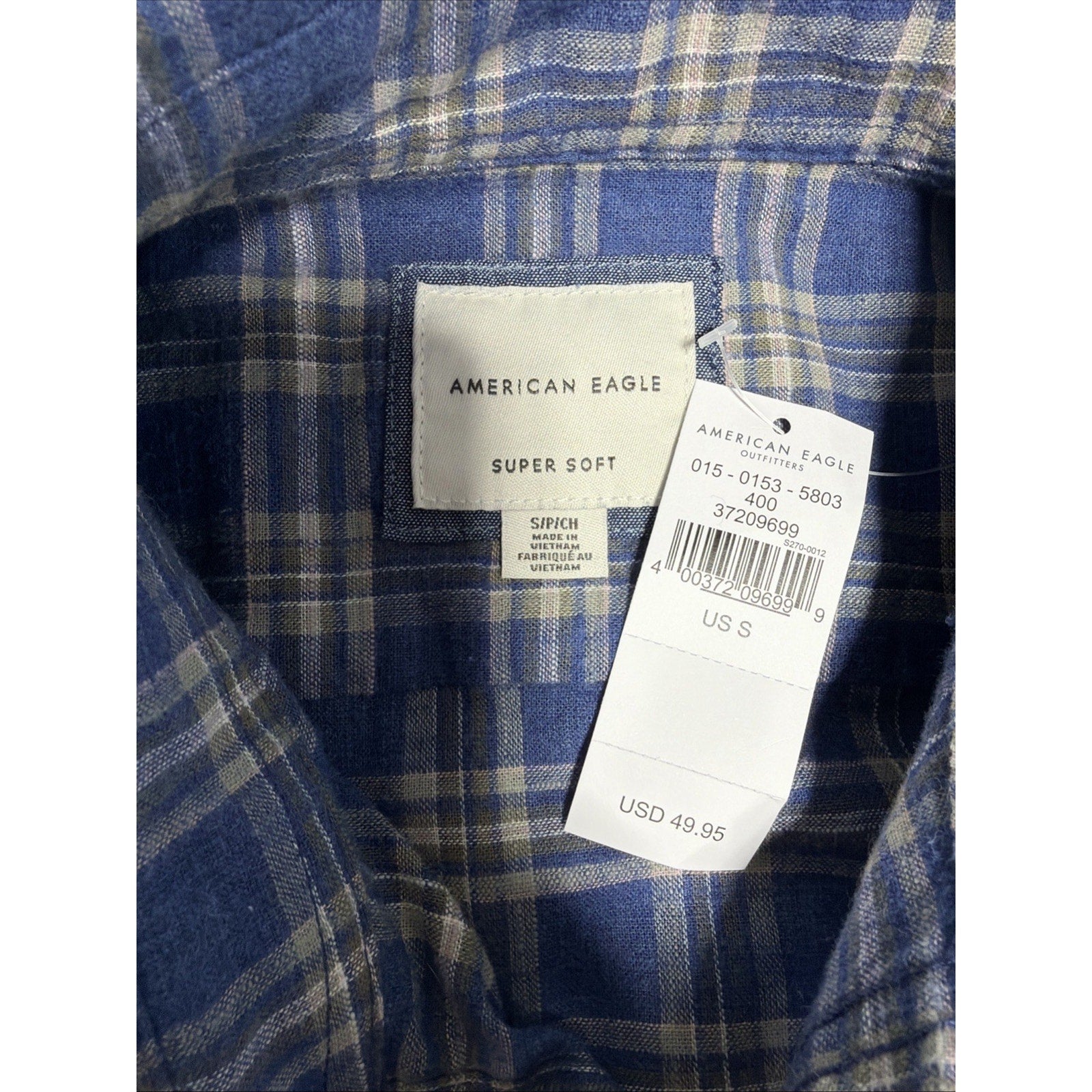 American Eagle Shirt Mens S Super Soft Flannel Lumberjack Plaid Thick New Tags