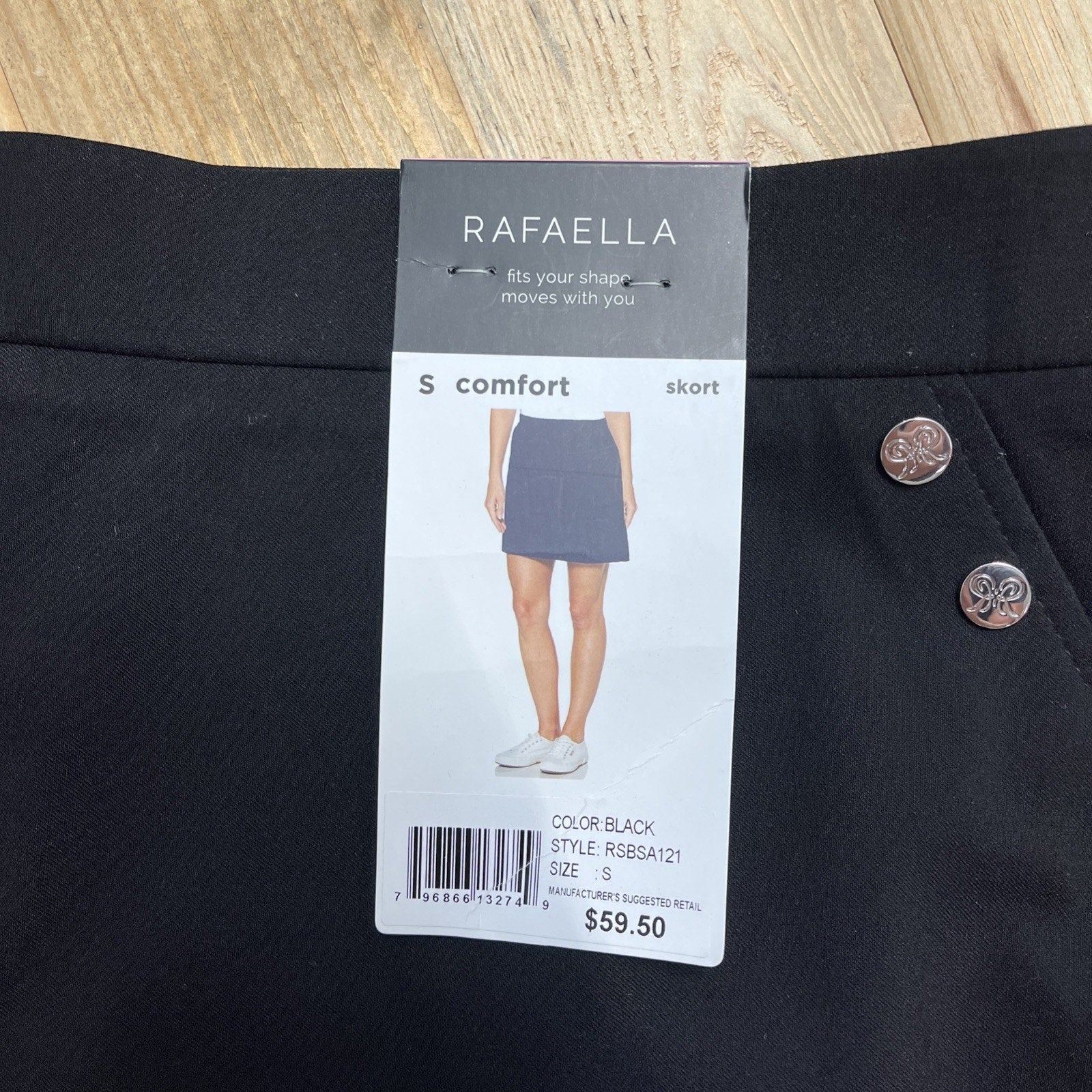 Rafaella Comfort Black Skort NWT "Fits Your Shape Moves With You" Women's Small