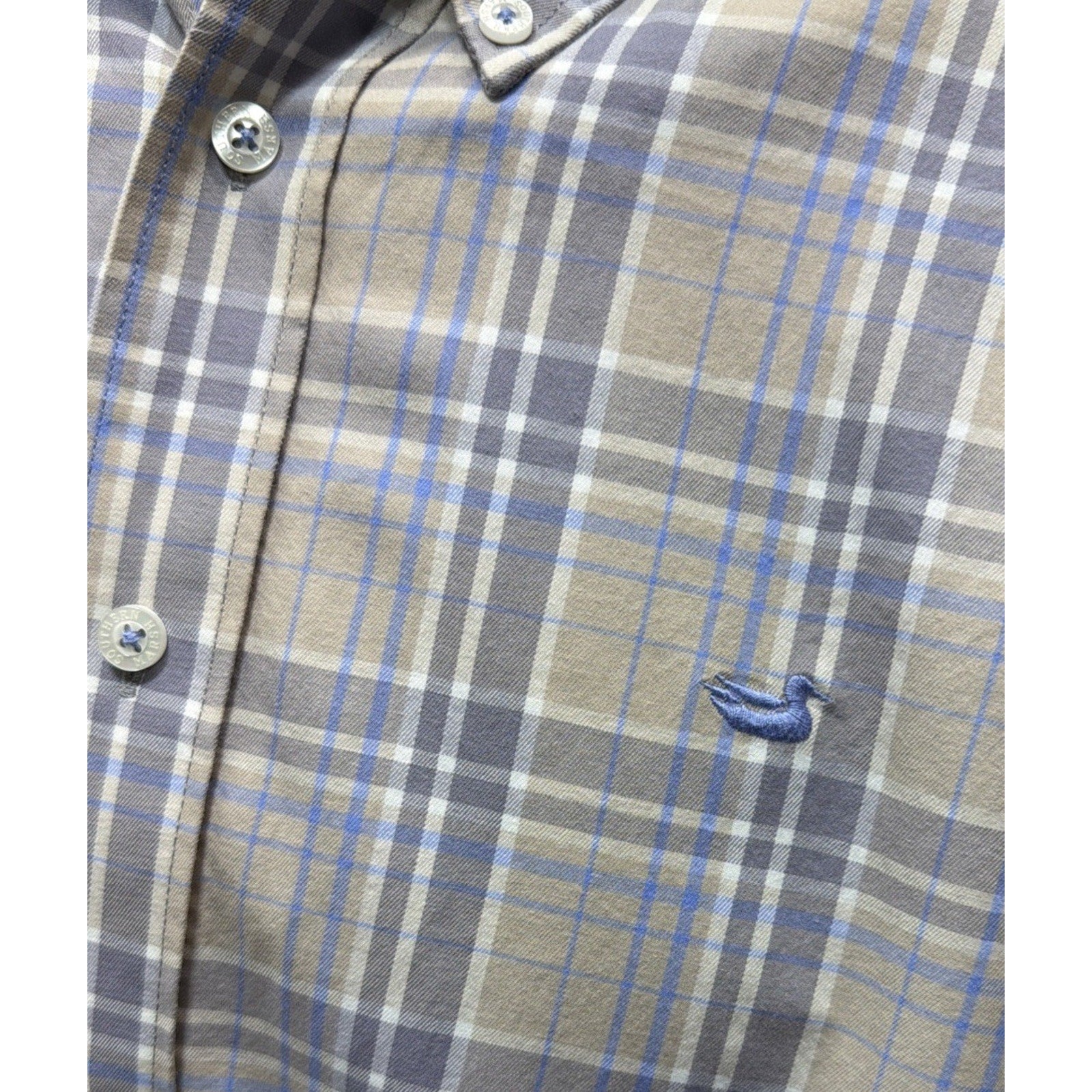 Southern Marsh Mens Small Plaid Long Sleeve Button Shirt Oxford Embroidered