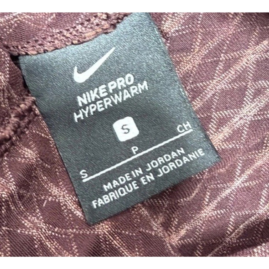 Nike Pro Hyperwarm Top Long Sleeve Quilted Training Roll Neck Pullover Red S