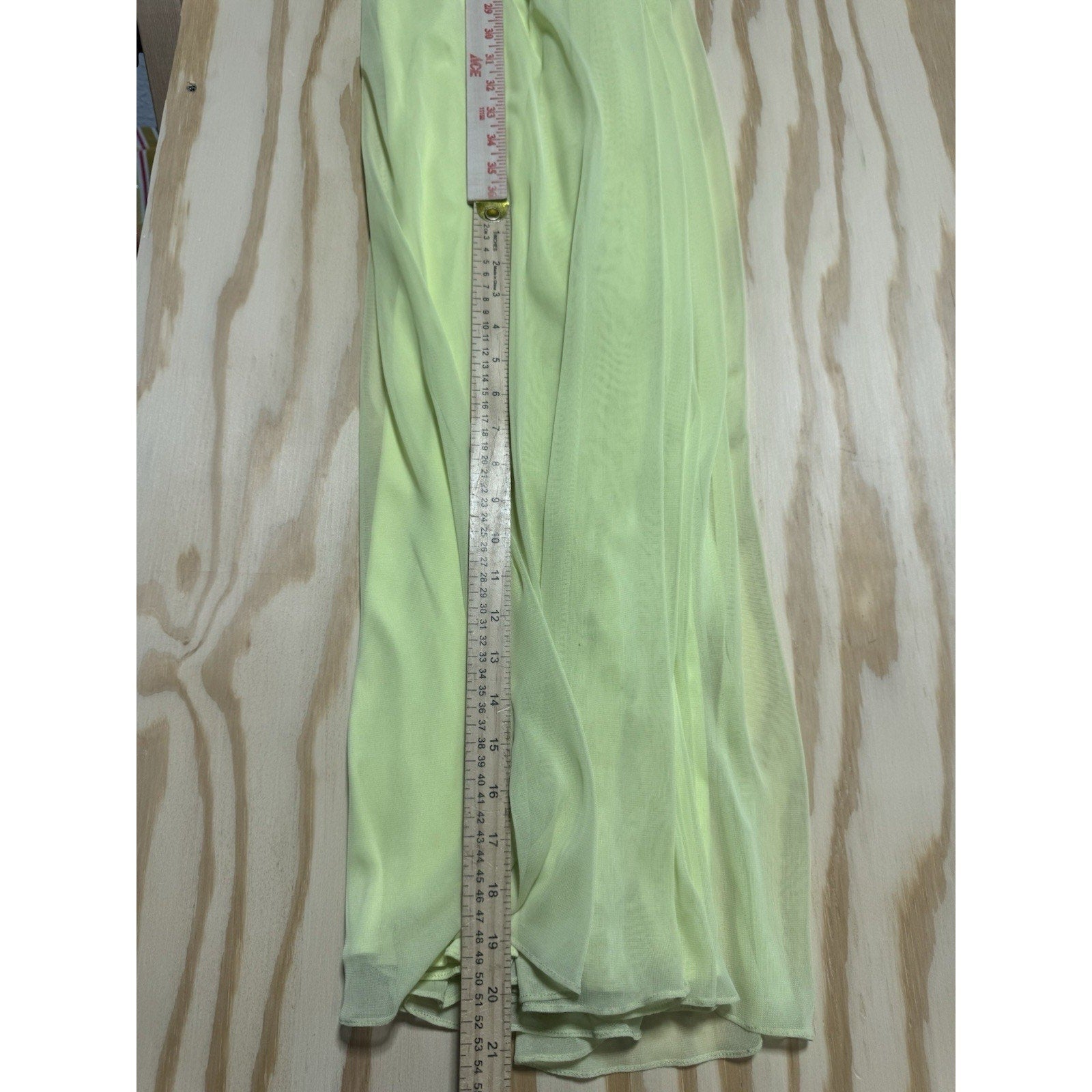 Vintage Triangle Neon Yellow Beaded Maxi Dress Womens Size M Backless Formal