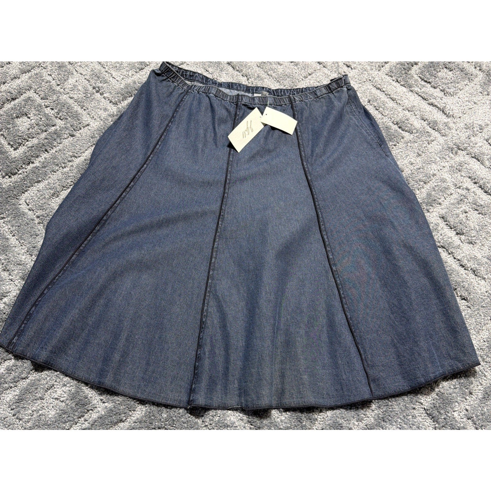 J Jill Skirt Womens Denim A Line Flare Boho Cowgirl size XL New