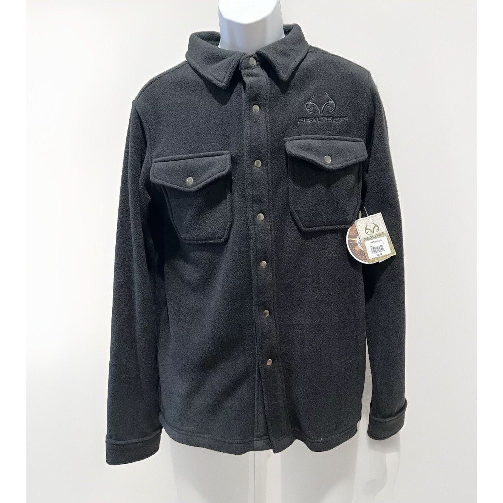 REALTREE MEN'S FLANNEL BLACK BUTTON UP SHIRT JACKET SIZE SMALL NWT