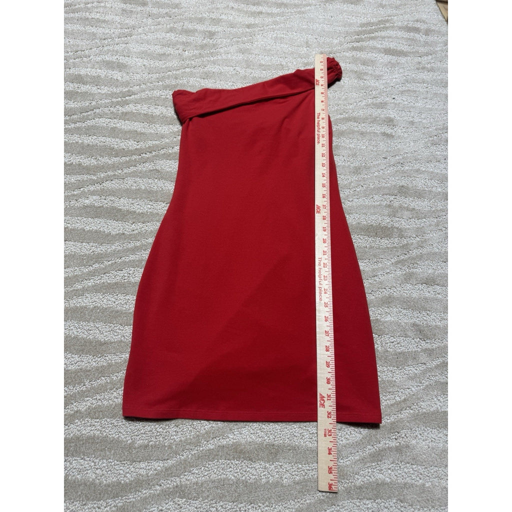 VS Bra Tops Red One Shoulder Bodycon Dress Built-In Bra Stretch Size S