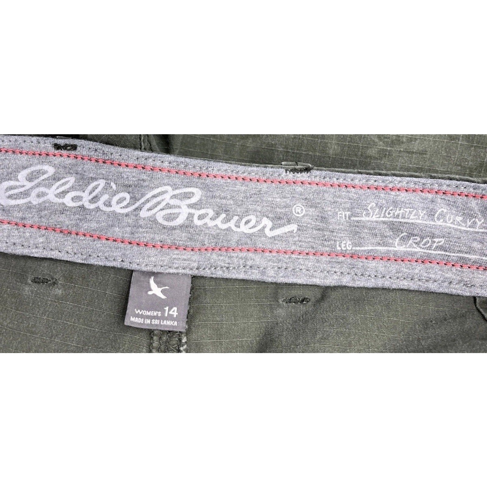 Eddie Bauer Crop Green Camo Slightly Curvy Roll Up Pants Women's Size 14