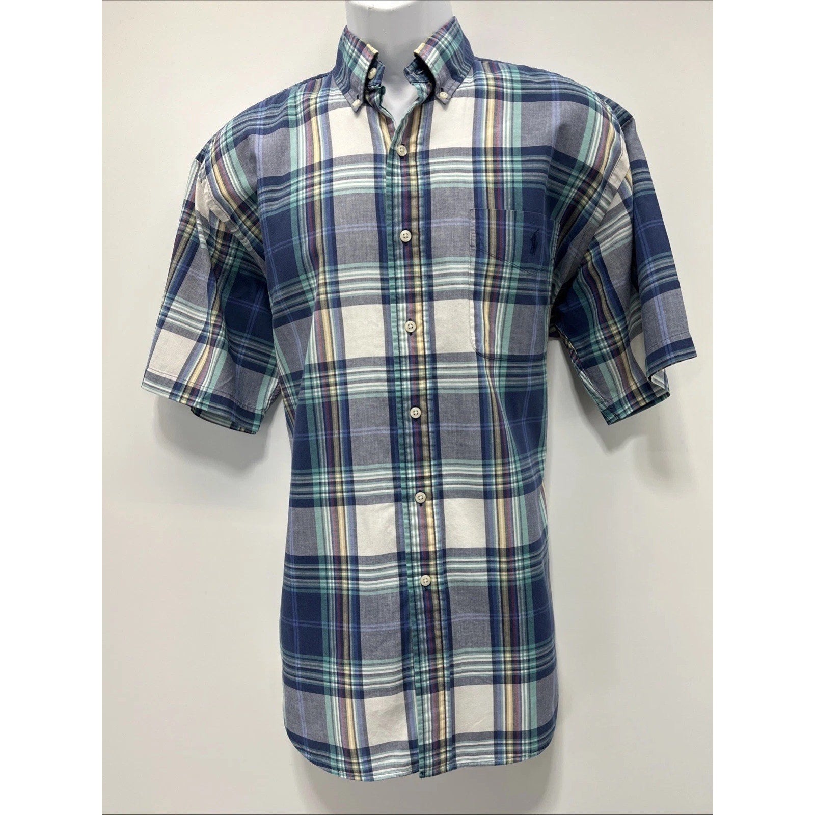 ralph lauren mens shirt medium Blaire 100% cotton Plaid Classic Preppy