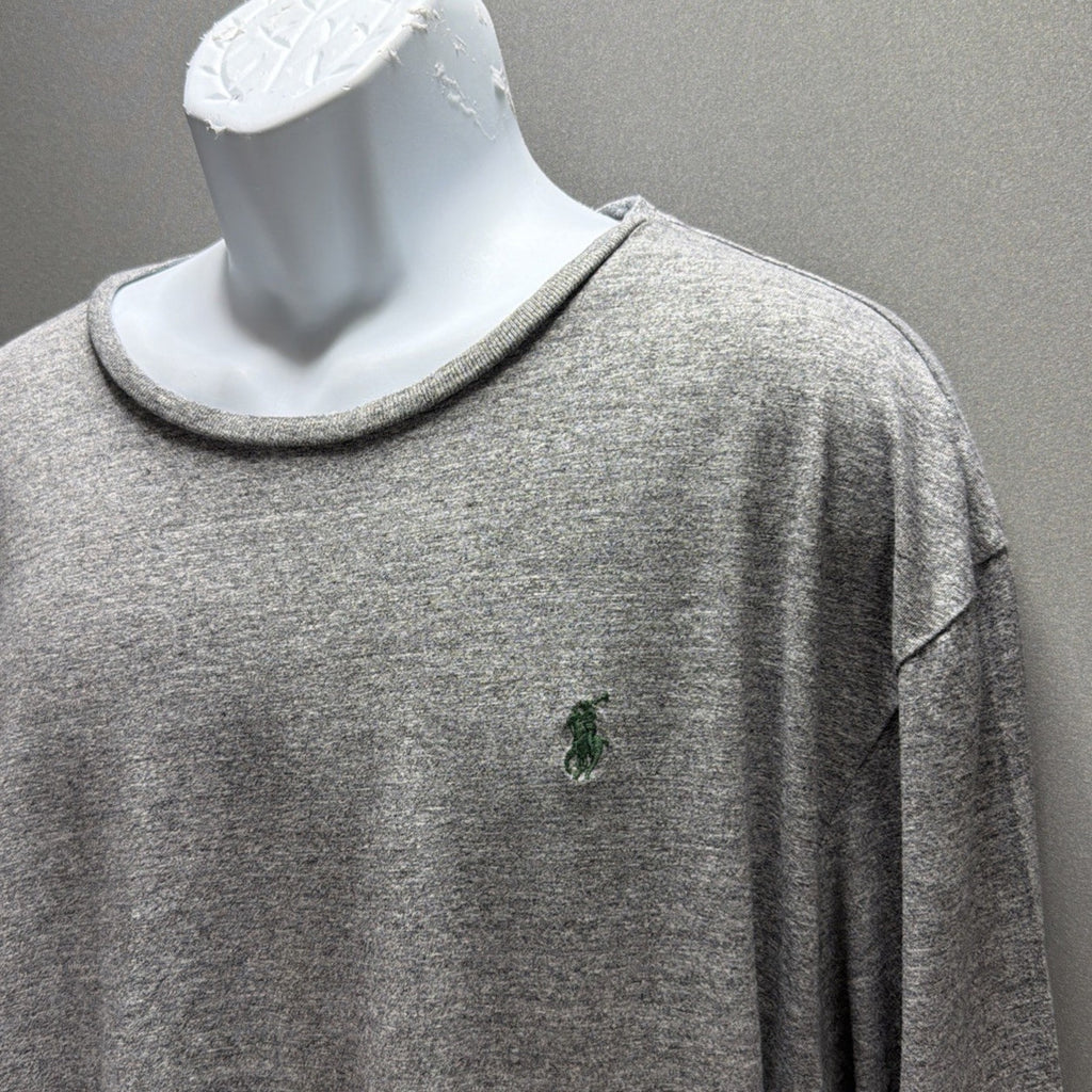 Polo Ralph Lauren Mens Long Sleeve T-Shirt Heather Grey Cotton Comfy Crew XXL