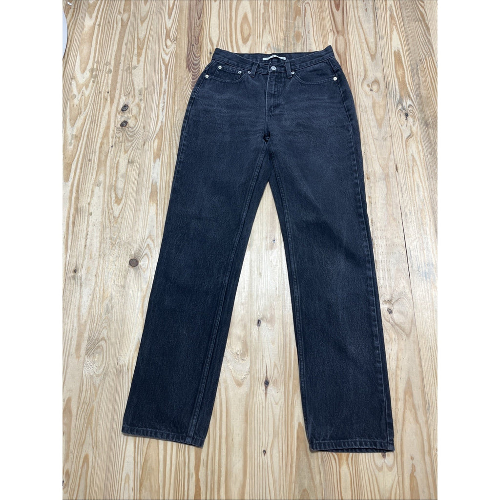 Tommy Hilfiger Women's Sz 10 Black Relaxed Tapered Denim High Waist Jeans 28x32