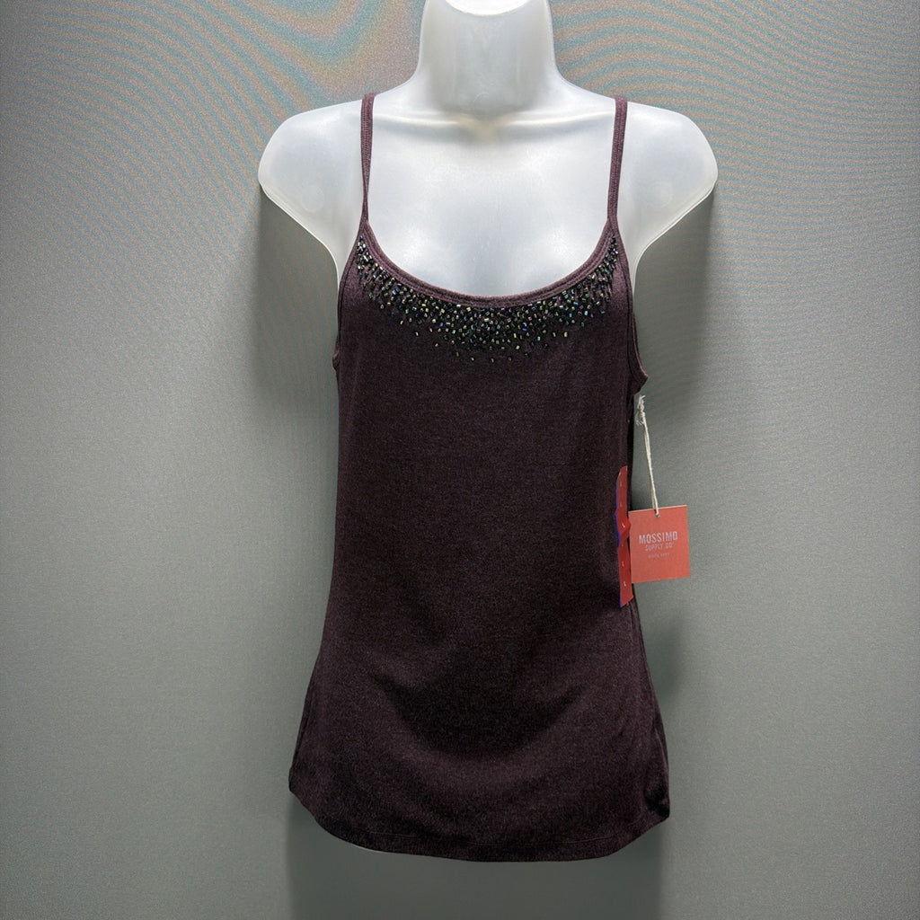 Mossimo Garnet Rose cami Embellished top Size Large NWT Stretch
