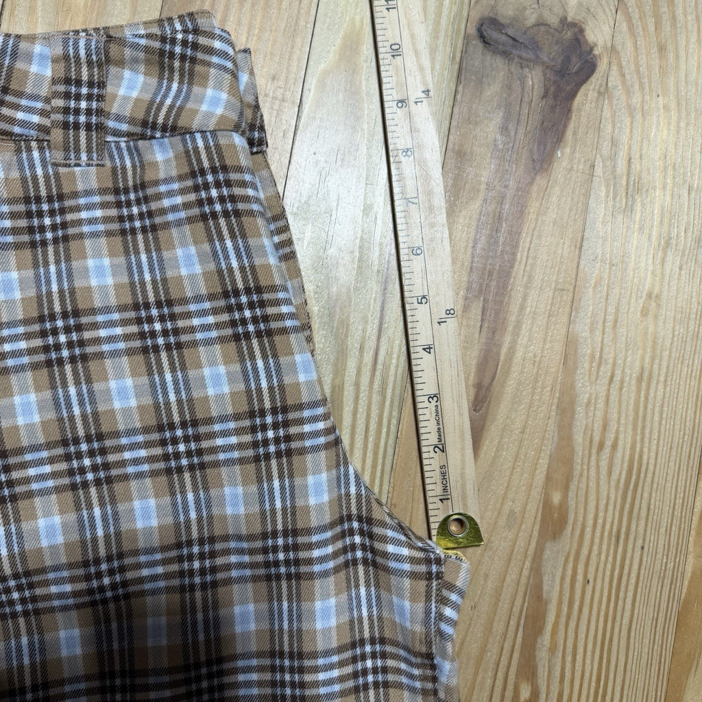Hollister High Rise Baggy Pants Womens 00R W23 Brown Blue Plaid Wide Leg Y2K