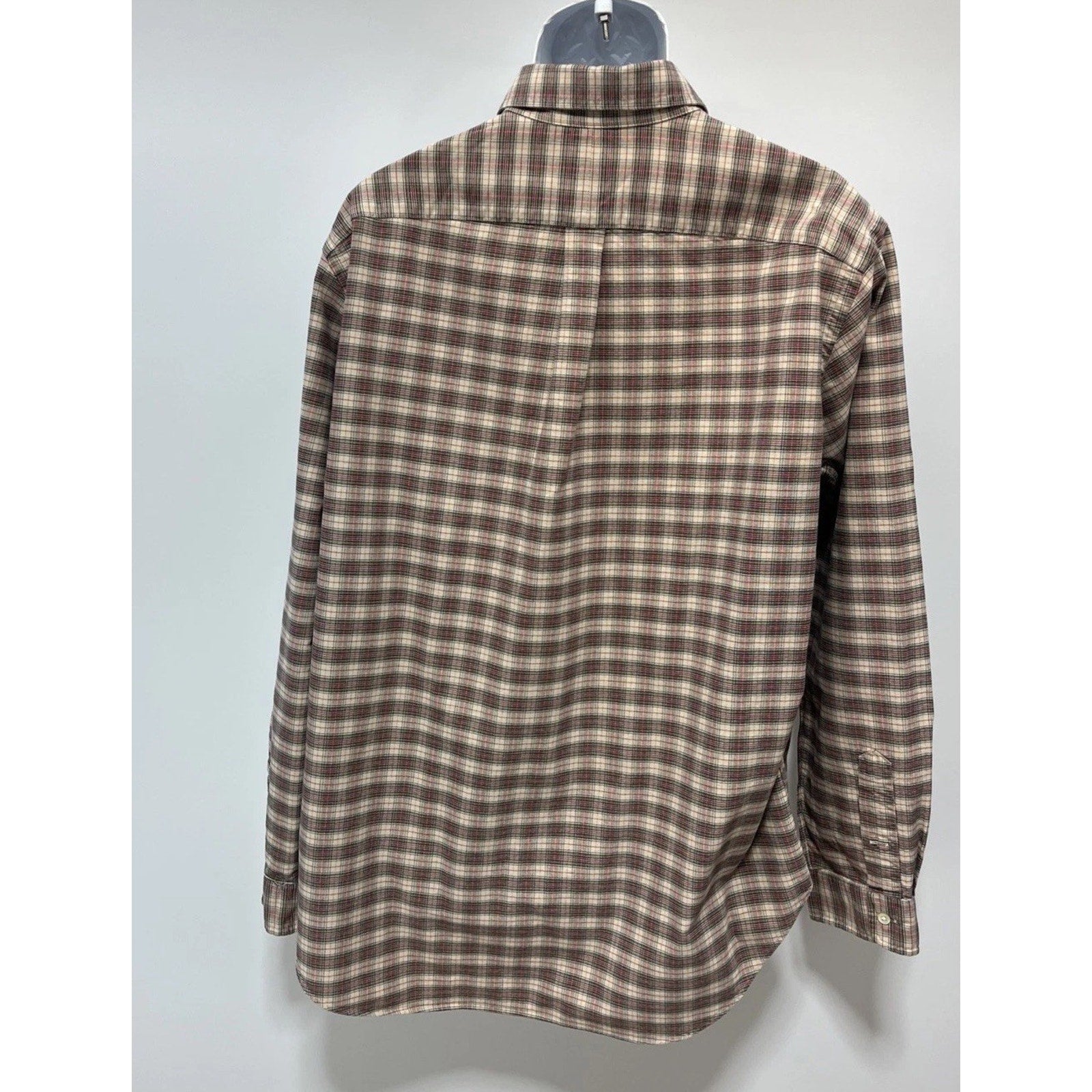 Ralph Lauren Classic Fit Shirt Mens XL Brown Check Button Up Green Pony