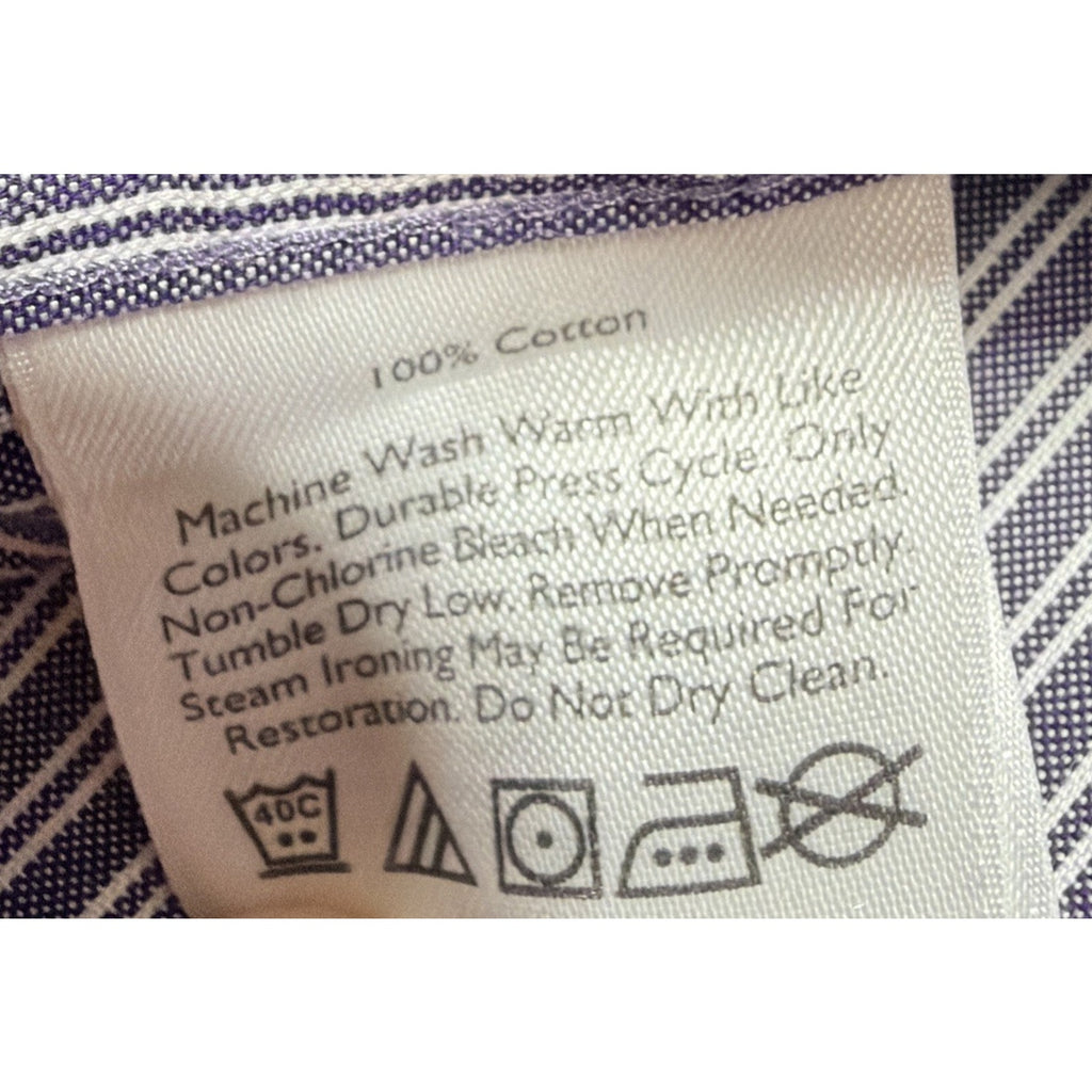 Eddie Bauer Wrinkle Resistant Relaxed Fit Purple Stripe Button Down Shirt XL Tal