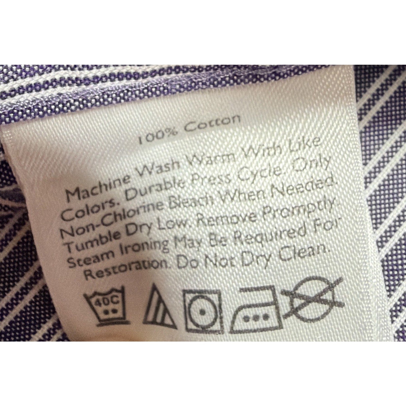 Eddie Bauer Wrinkle Resistant Relaxed Fit Purple Stripe Button Down Shirt XL Tal