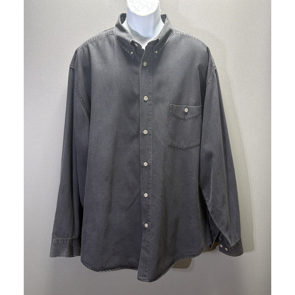 Vintage 1999 Levi’s Red Tab Black Denim Shirt Mens 3XL Metal Button Workwear
