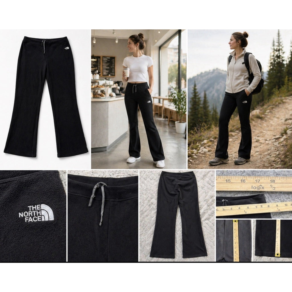 The North Face Womens Black Fleece Pants Bootcut Drawstring Outdoor M/L