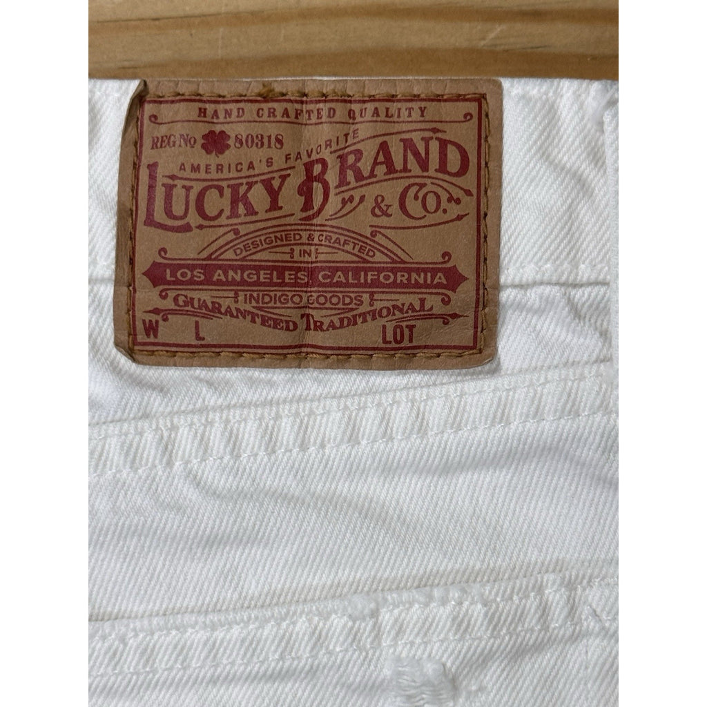 Lucky Brand Sienna Slim Boyfriend Jeans Size 2/26 White Distressed Zipper Fly