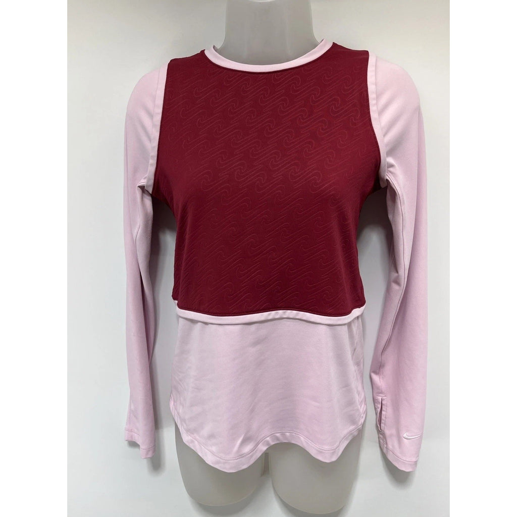 Nike Pro Girls Dri-Fit Training Top Long Sleeve Youth Size L Red Pink