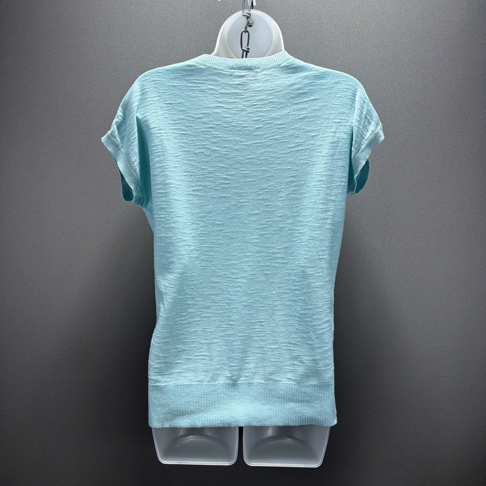 LOFT Aqua Blue Textured Knit Cap-Sleeve Top Size XS