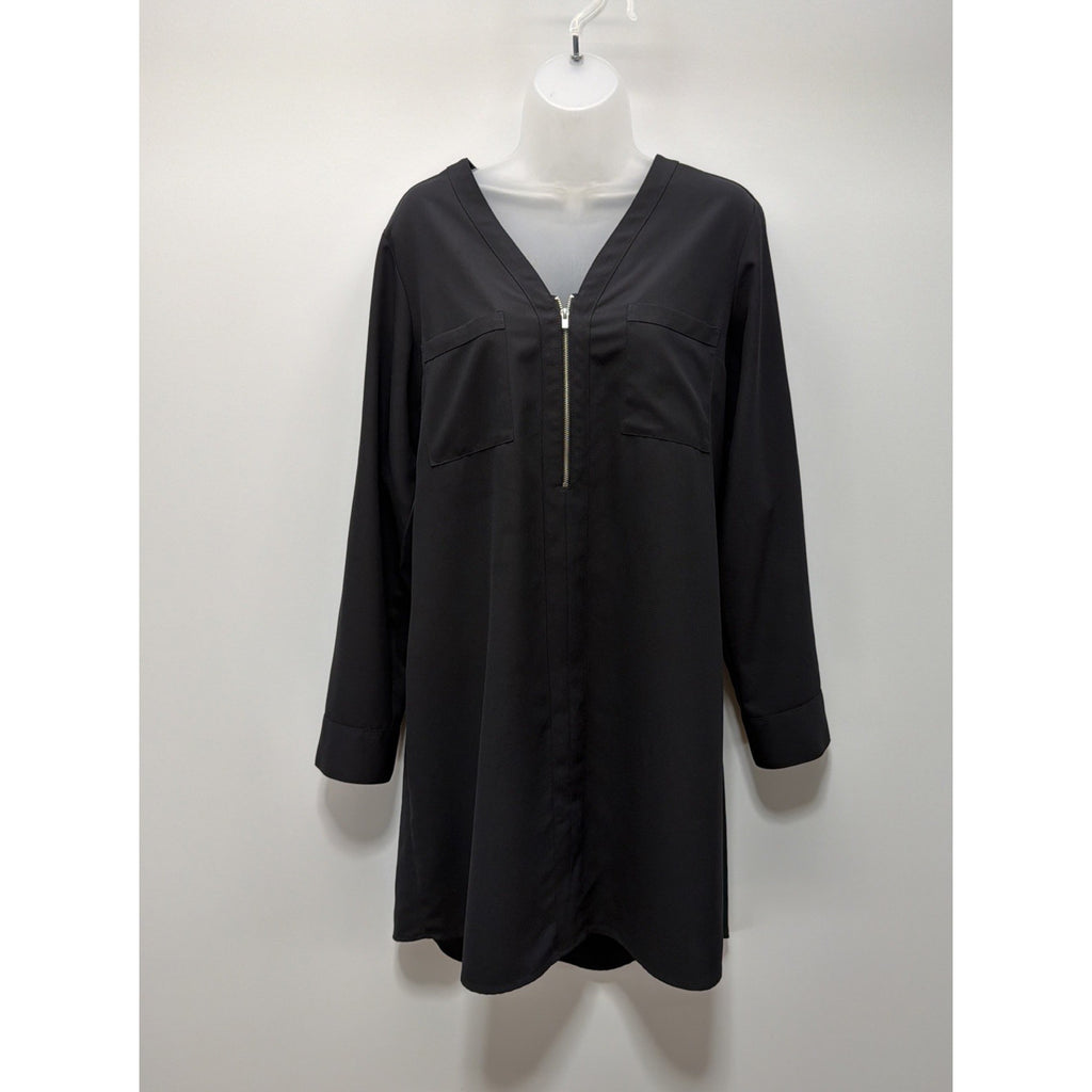Express Shirt Dress Black Oversized Woman’s Roll Sleeves Size Large