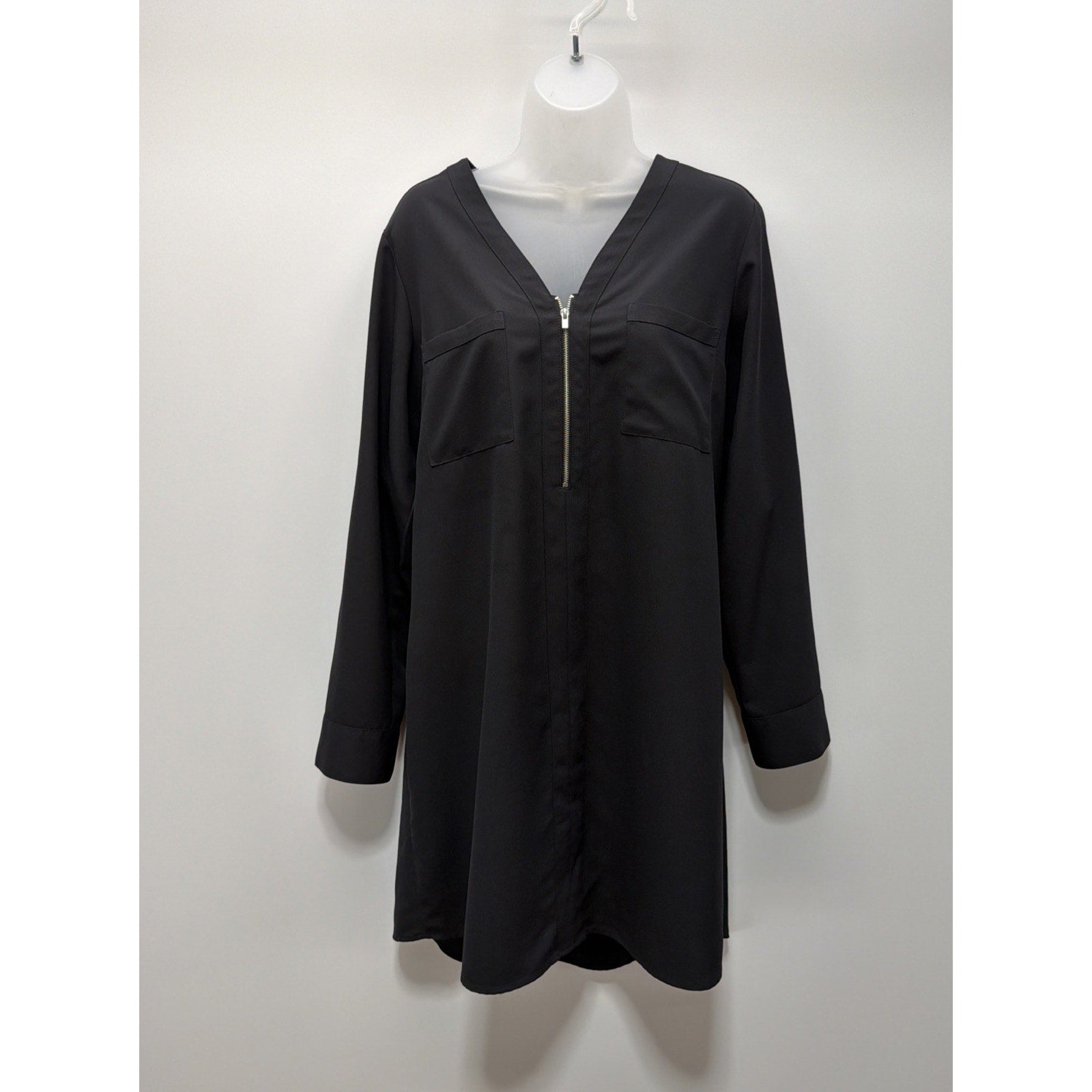 Express Shirt Dress Black Oversized Woman’s Roll Sleeves Size Large