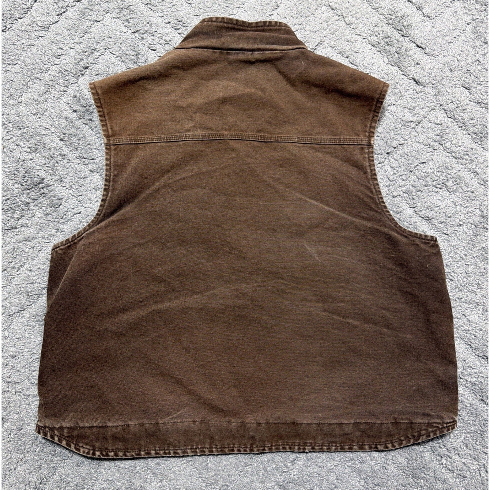 Carhartt Vest Mens M Brown V33-DKB Duck Canvas Sherpa-Lined Worn Workwear 2XL