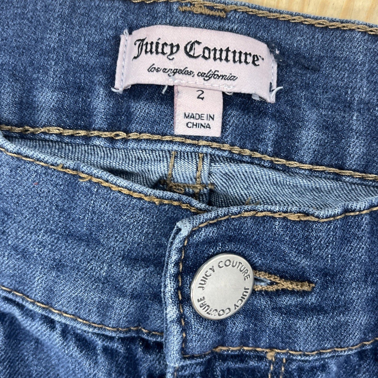 Juicy Couture Skinny Jeans Womens Sz 2 Stretch Distressed Blue Denim