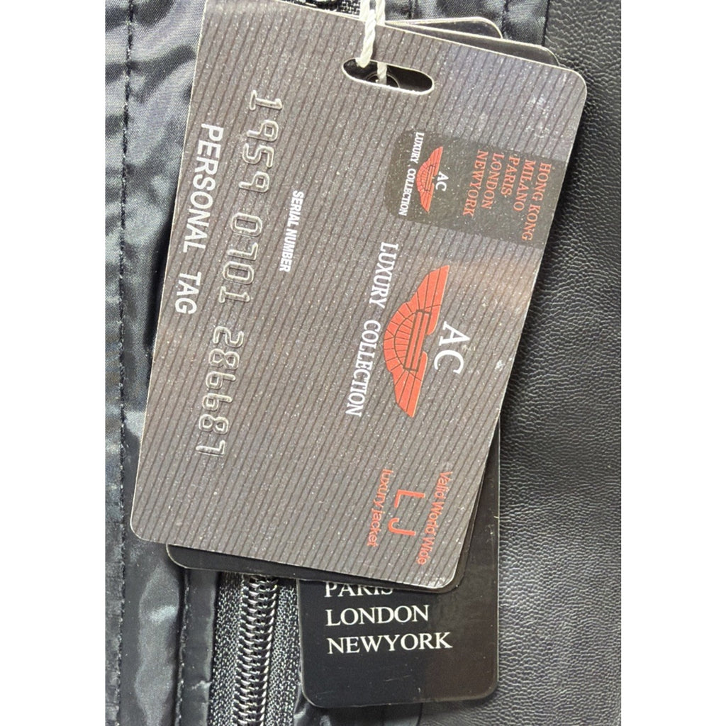 AC Luxury Collection Jacket Women Med Black Faux Leather Full Zip Made In Italy