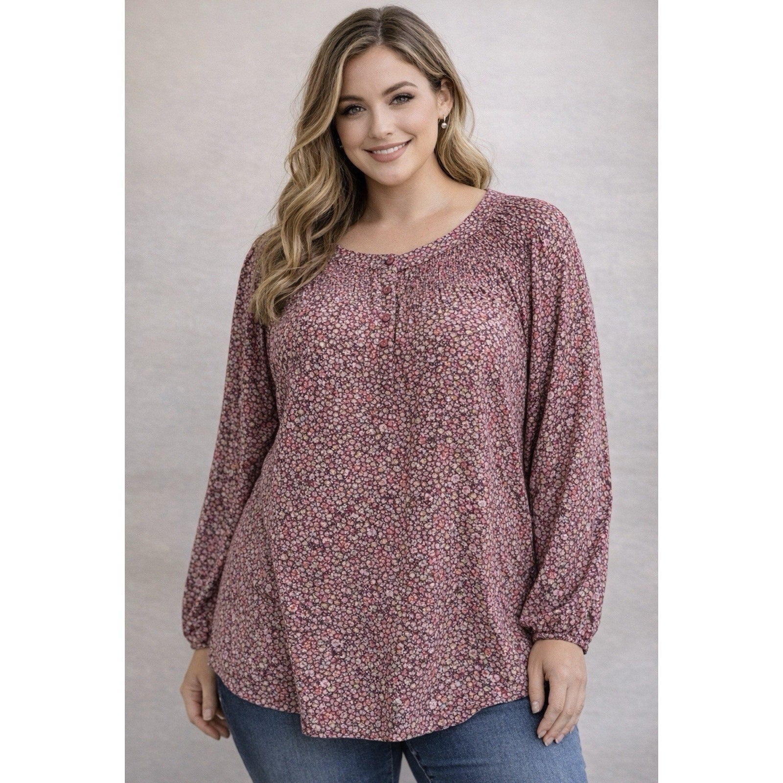 New Beautiful Women's 3X Croft & Barrow Floral Balloon Sleeve Tunic Top